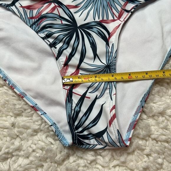 Plus Size High Waisted Blue and Pink Floral Bikini Swim Suit Beach Tropcial ZZ26 - Picture 9 of 14